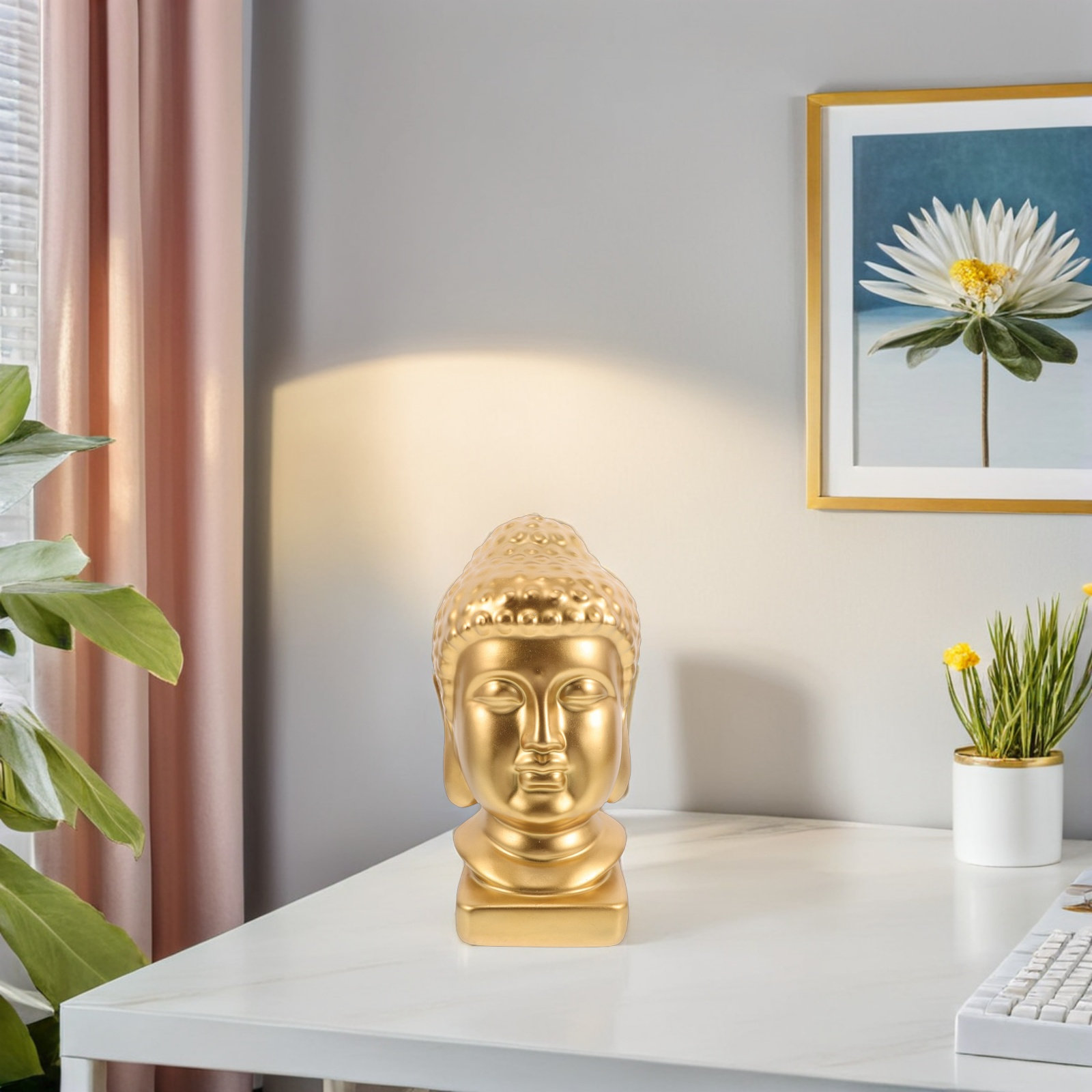 Resin Art And Decor - Buddha-Kopf Kunststatue aus Harz, Elegante Detaillierte