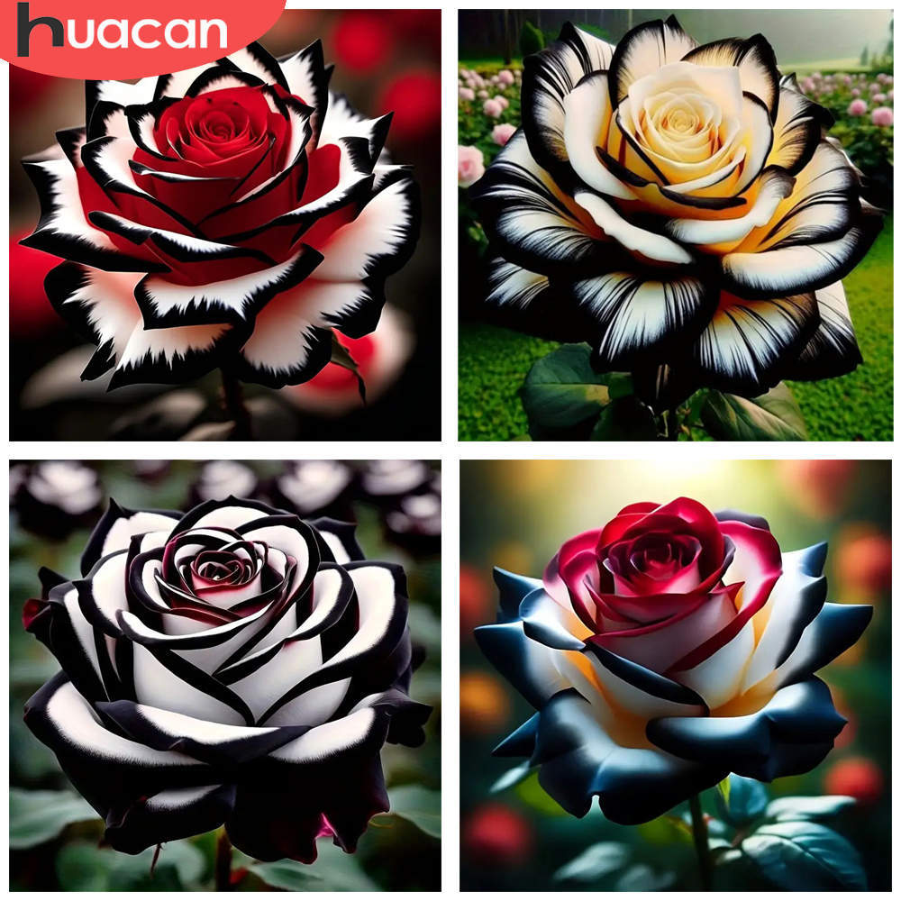Resin Art Rose Petals - HUACAN 1 Stück Diamant-Gemälde, Rosenblüten-Charm, rot,