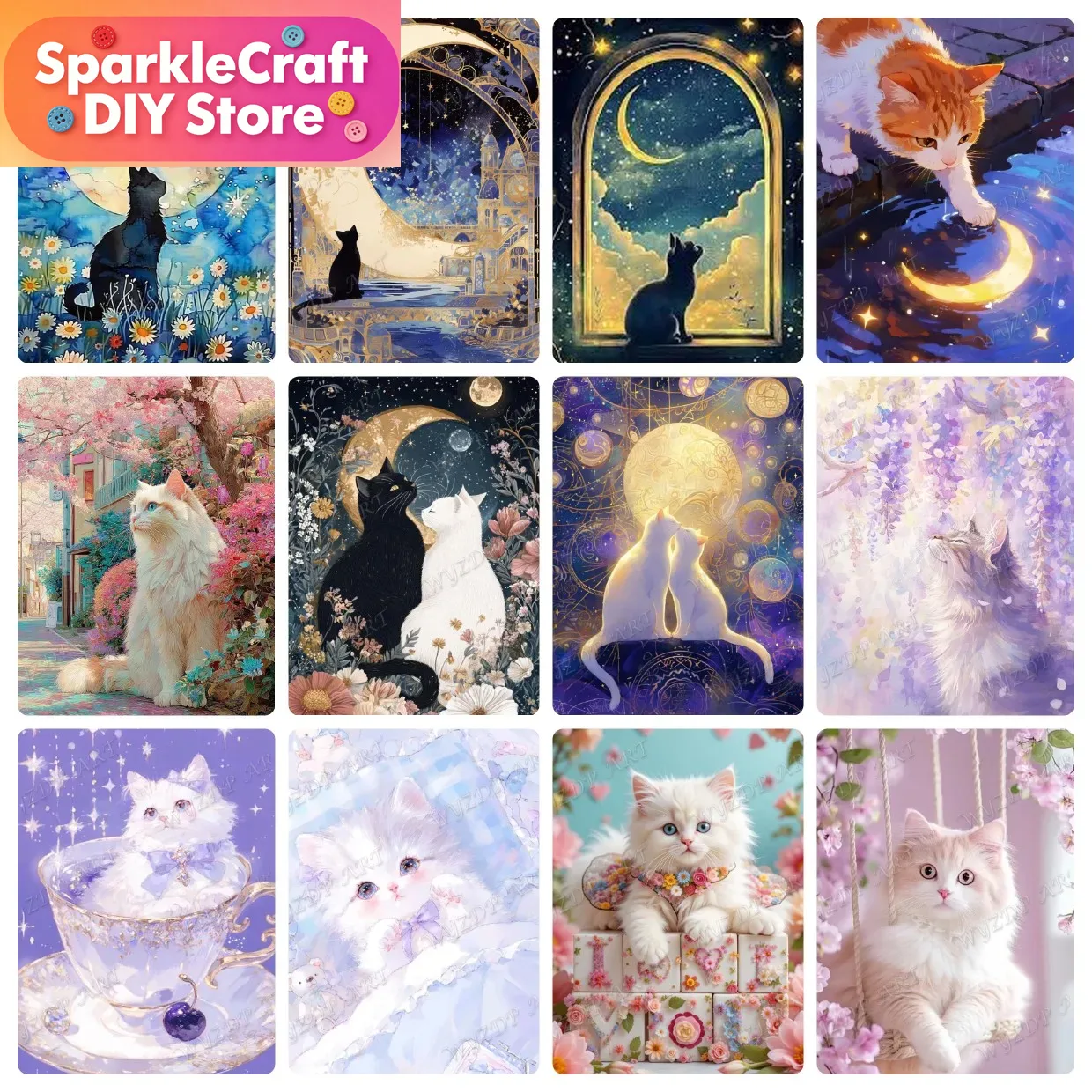 Resin Art Work - Tier Katze Mond Diamant-Malerei-Set 5D DIY