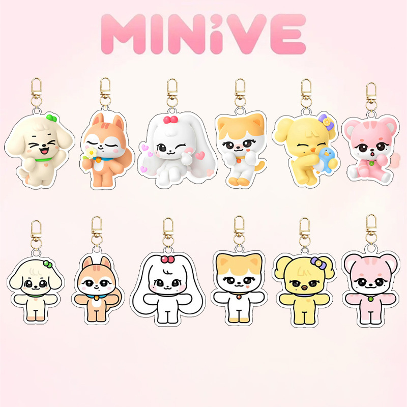 Resin Art Hanging - Ive Minivek K-Pop Gruppen-Idol Acryl-Schlüsselanhänger, Niedlicher