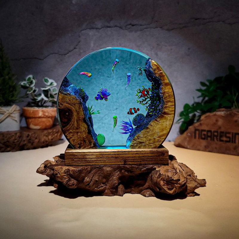 Resin Art And Decor - Ozean-Aquarium Organismen Harz-Tischlampe Kreative Kunstdekoration Tropische