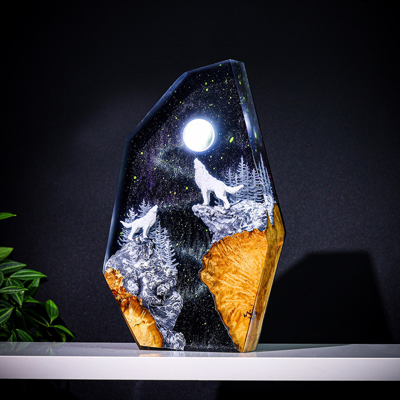 Resin Art And Decor - Natur-Tierfiguren Organismus Harz-Tischlampe Kreative Kunstdekoration Verschneite
