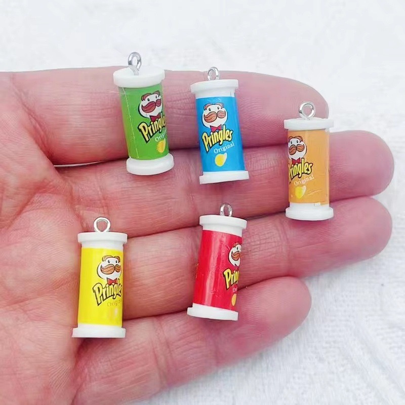 Resin Art Hanging - 10 Stück Simulierte 3D-Eimerförmige Kartoffelchips-Anhänger aus