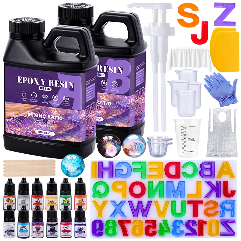 Resin Art Easy - Epoxidharz-Set, kristallklares Epoxidharz-Set, keine Vergilbung, keine