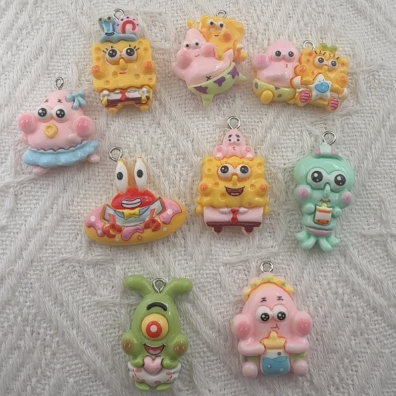 Resin Art Hanging - 10 Stück Cartoon-Harzanhänger, DIY-Schmuckherstellung, Ohrringe, Schlüsselanhänger-Zubehör