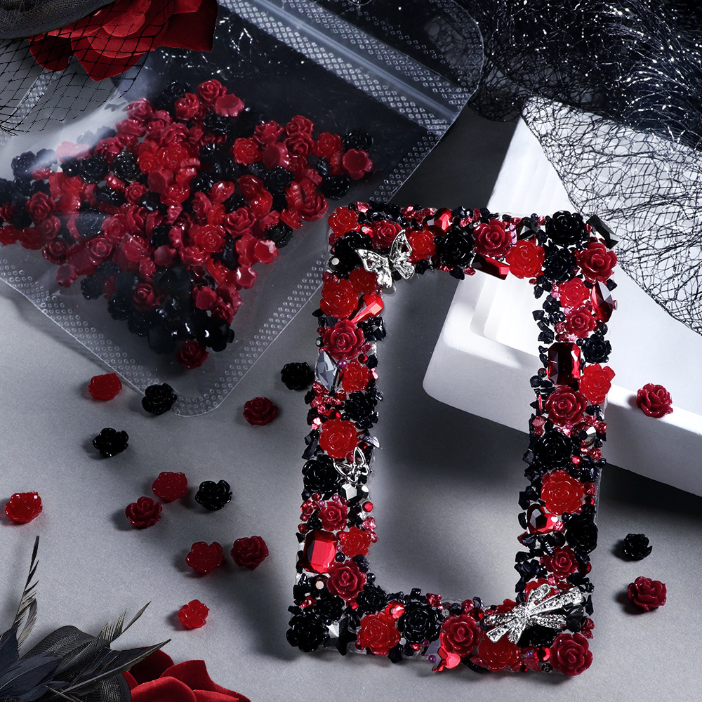 Resin Art Rose Petals - 100 Stück Rote & Schwarze Harz-Rosenblüten