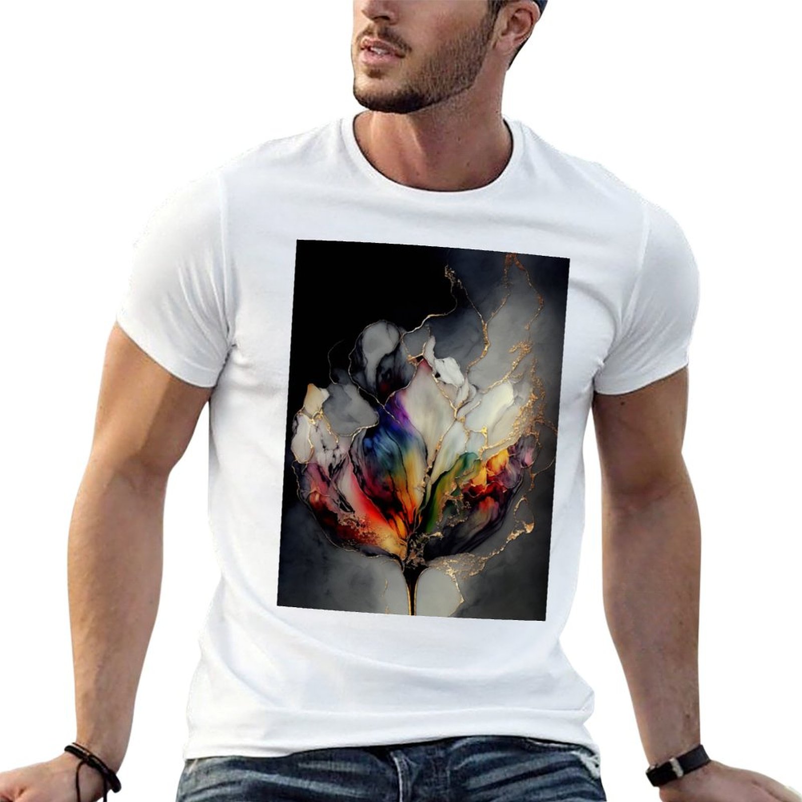 Tulip Symphony - T-Shirt mit A – Resin Art Alcohol Ink Bewertung und Preis