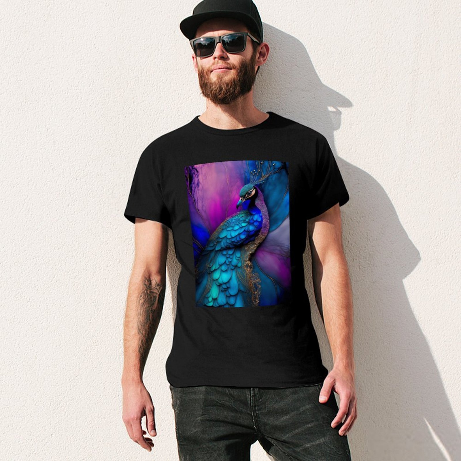 Peacock Plume - T-Shirt mit Al – Resin Art Alcohol Ink Bewertung und Preis