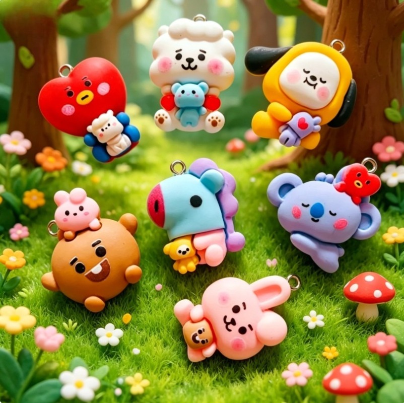 7 Stück BT21 Harz-Cartoon-Anhä – Resin Art Hanging Bewertung und Preis