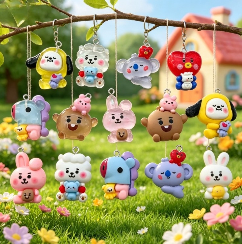 7 Stück BT21 Harz-Cartoon-Anhä – Resin Art Hanging Bewertung und Preis