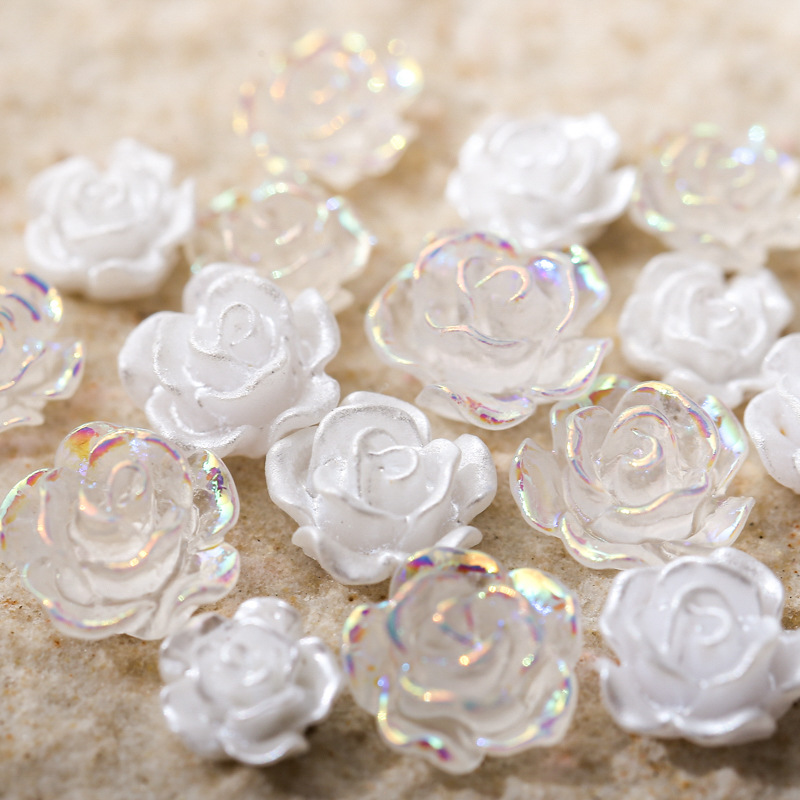 50PCS 6/8/10MM Weiße Rose Blum – Resin Art Rose Petals Bewertung und Preis